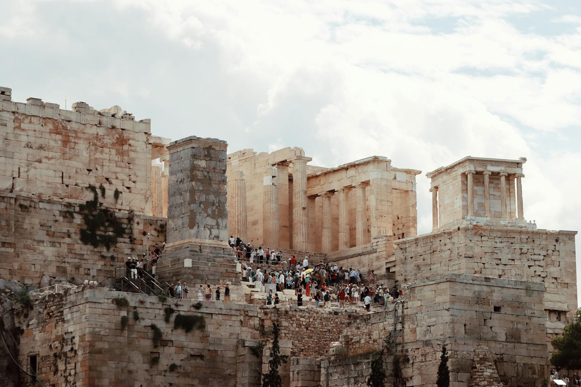 Tourists visiting the Acropolis in Athens Greece
