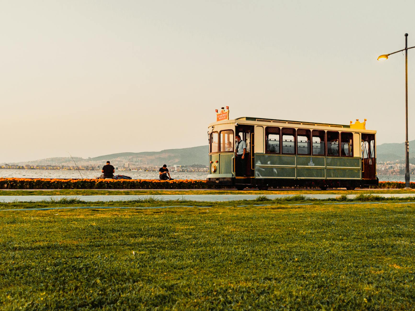 Athens tram running along the coastal route connecting the city center to seaside suburbs