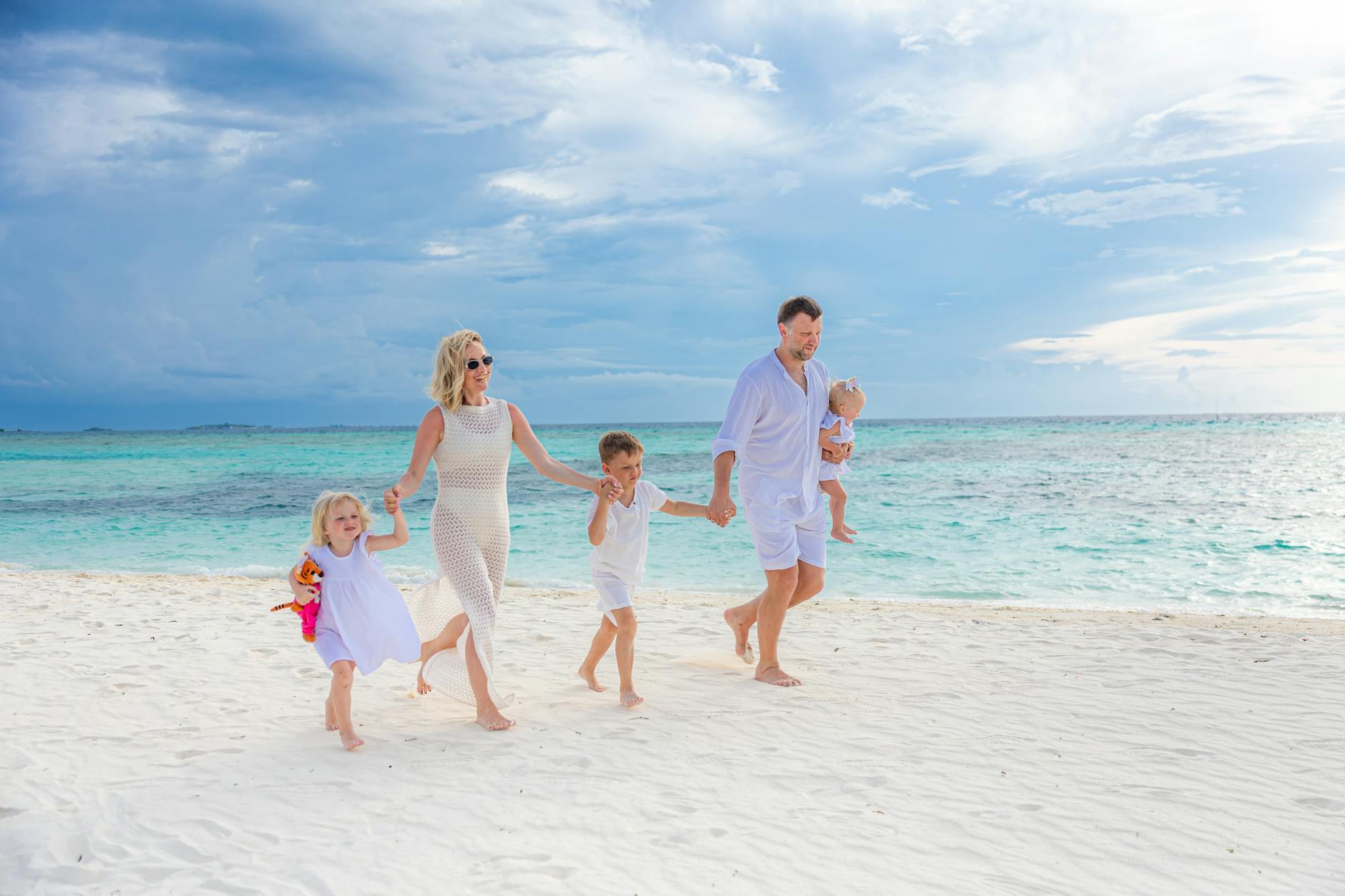 Family enjoying a beach day near Athens Greece