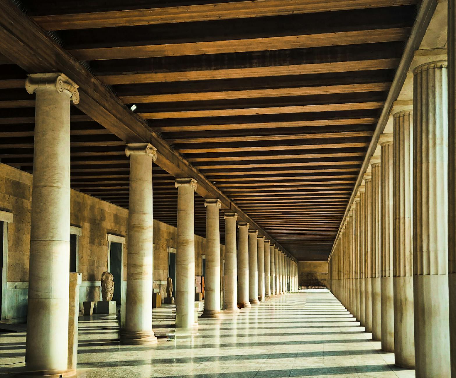 Historic Stoa of Attalos building housing the Benaki Museum collection Athens