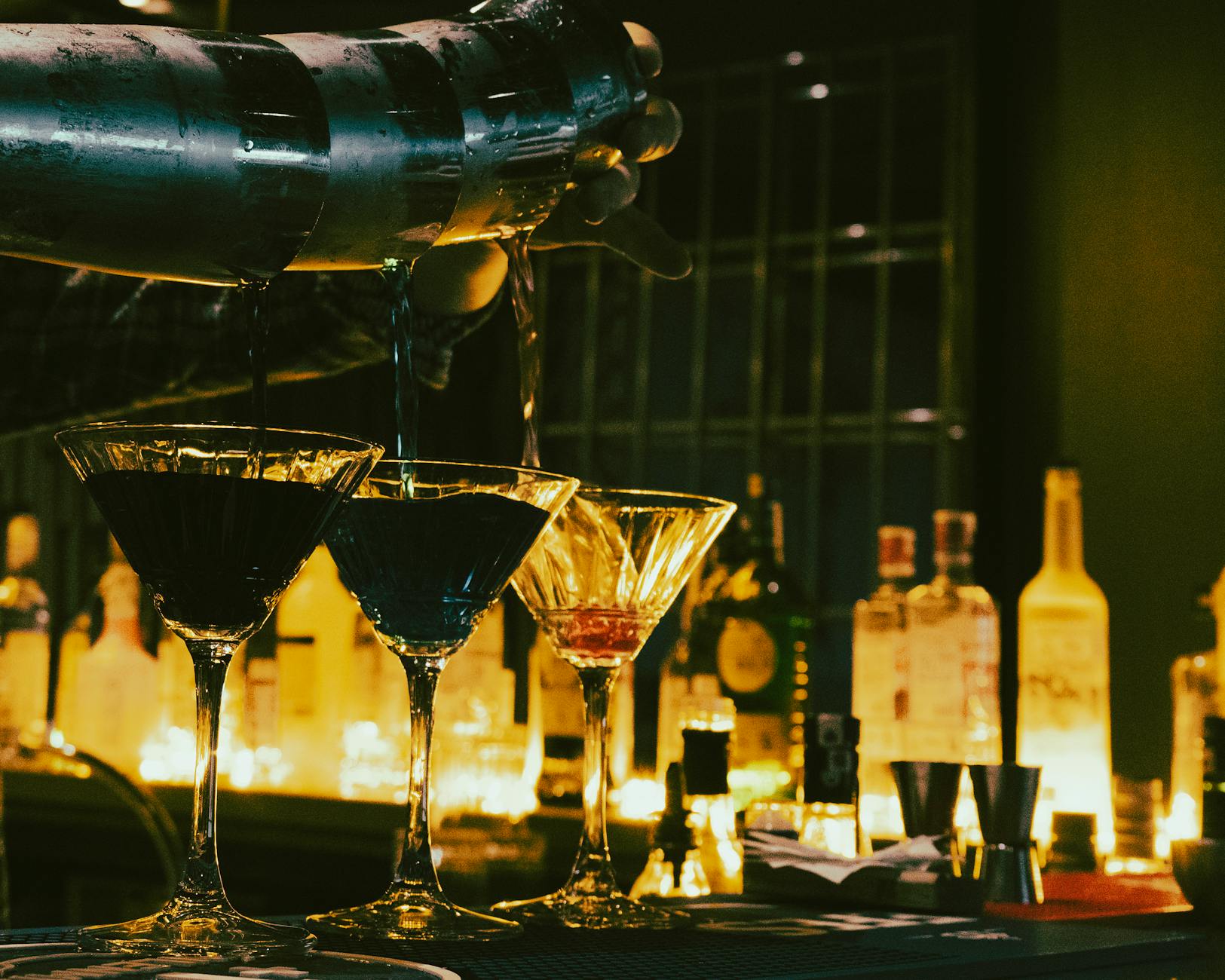 Craft cocktails served at a stylish Athens cocktail bar