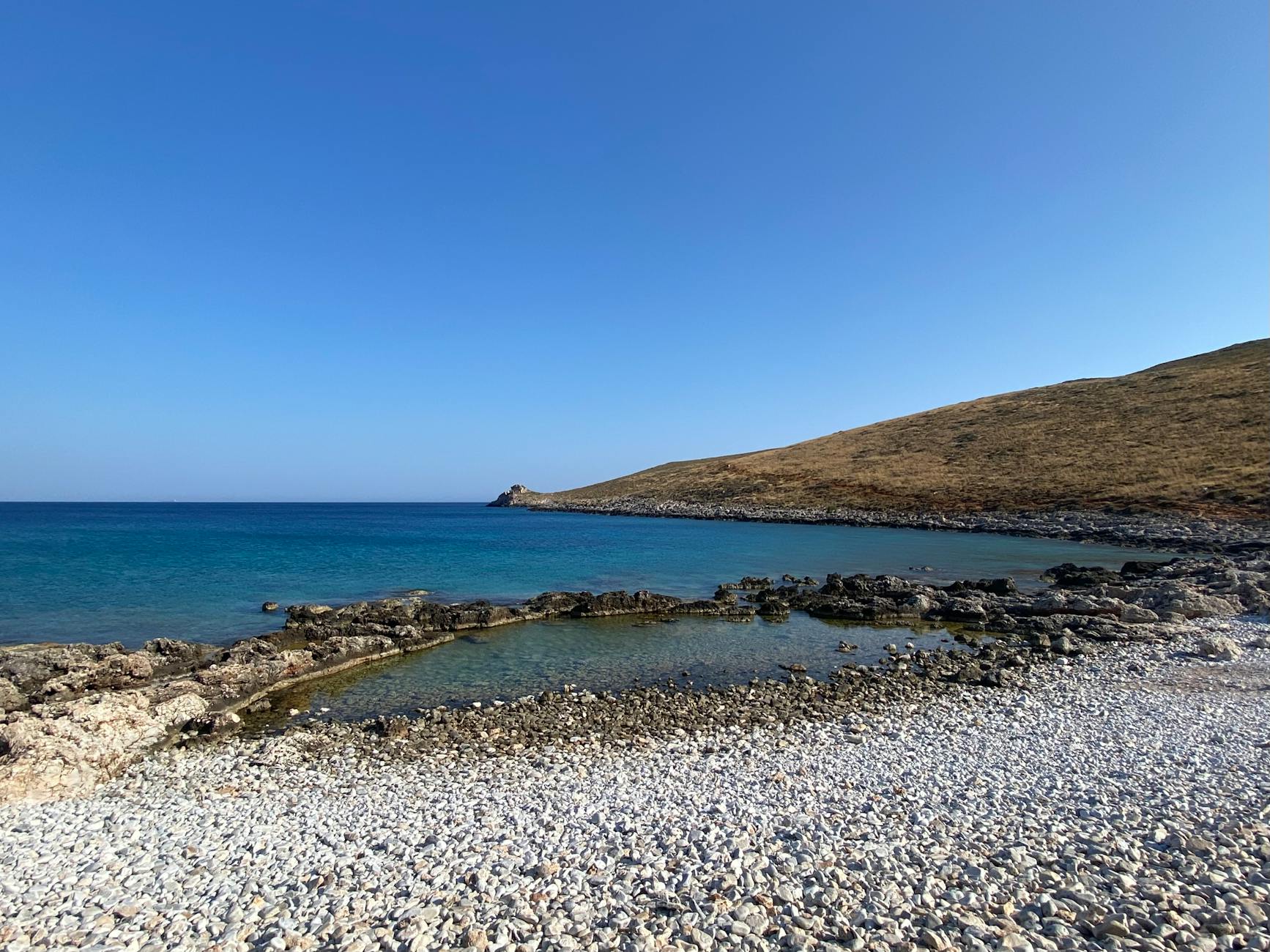 Crystal clear turquoise waters at a Greek beach near Athens