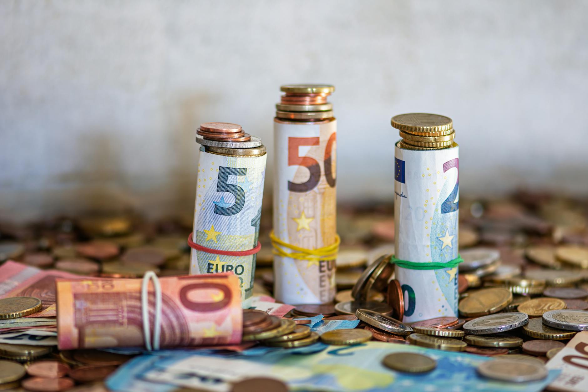 Euro currency and money for traveling in Athens Greece