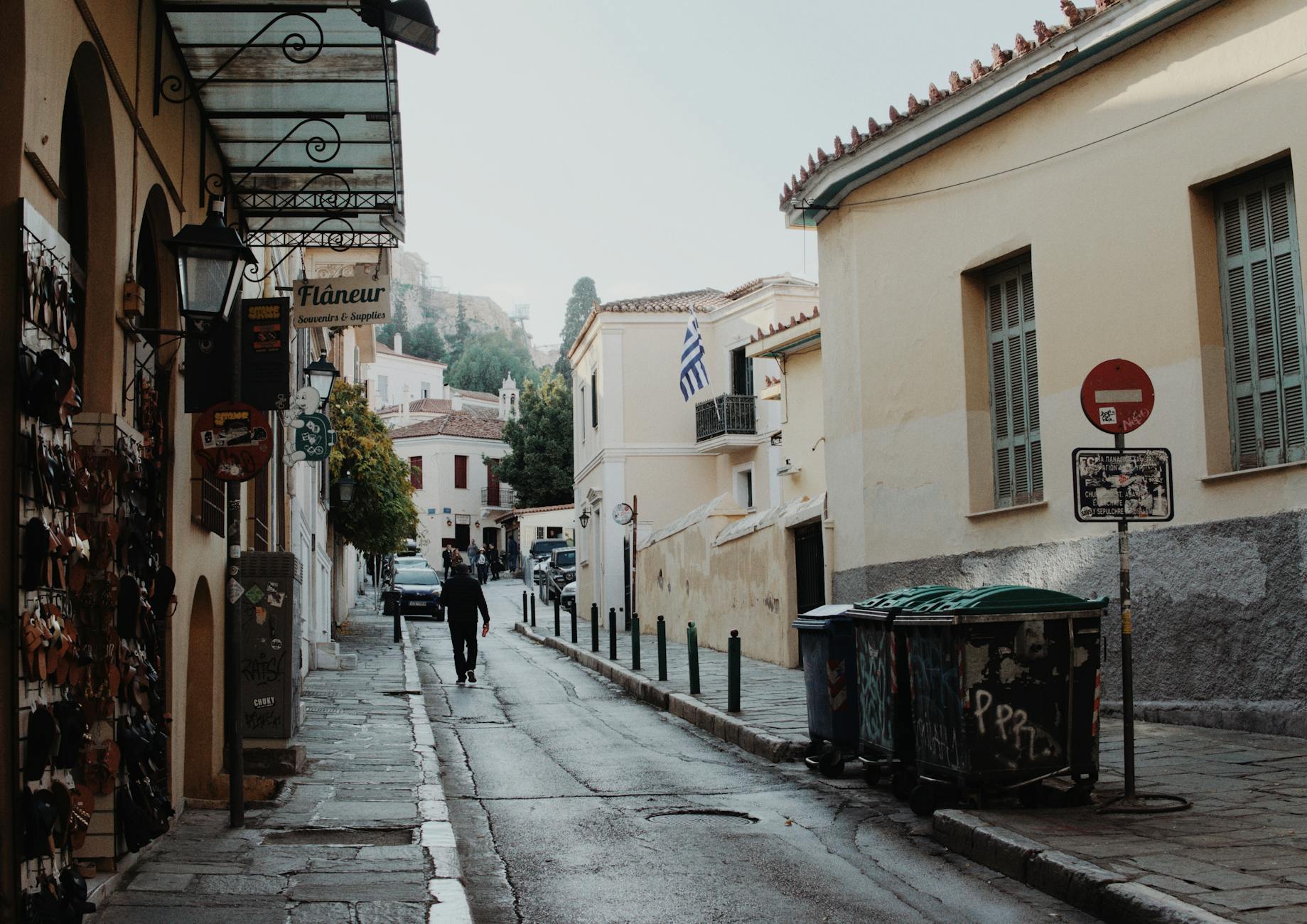 Charming souvenir shops lining the streets of Plaka in Athens