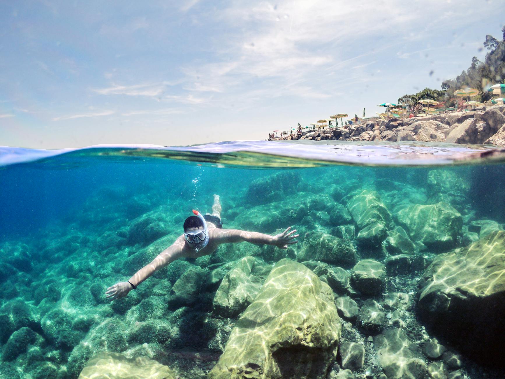 Snorkeling in the clear Mediterranean waters off the Athens coast