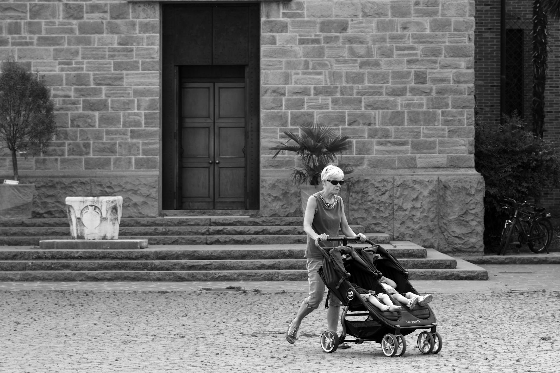 Stroller-friendly street in a European city