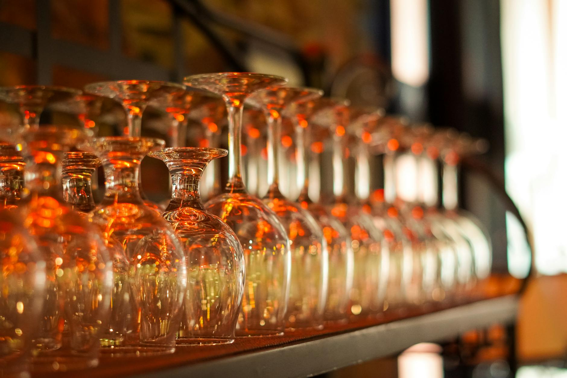 Wine glasses at a sophisticated wine bar in Athens Greece