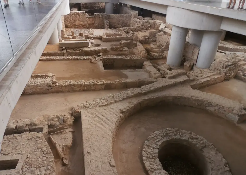 Excavated foundations visible beneath the Acropolis Museum at its entrance
