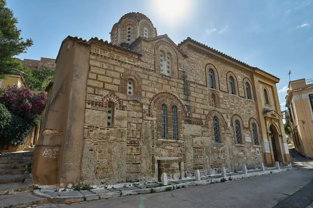 The Byzantine brick and stone church of Agios Nikolaos Rangavas in Plaka