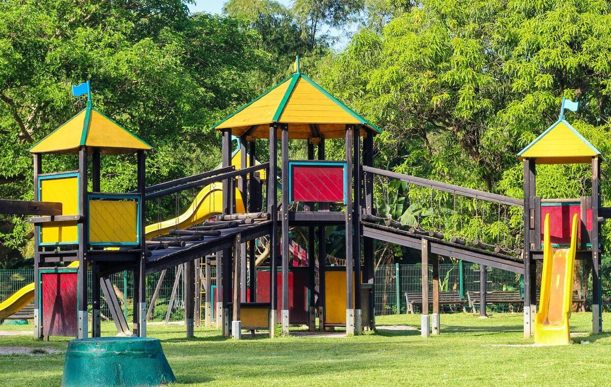 A modern playground. Athens has rebuilt two dozen to current safety standards since 2024.