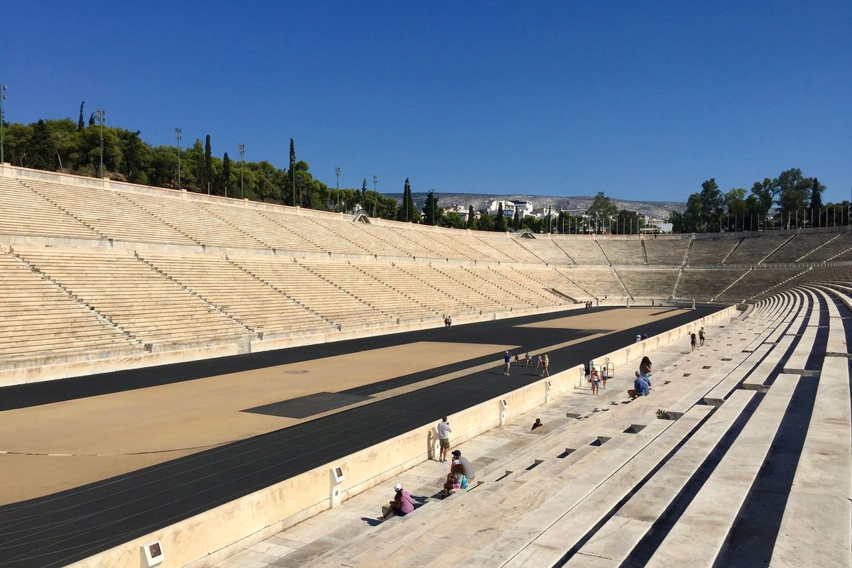 The Panathenaic Stadium — marble, enormous, and you can run on the track.