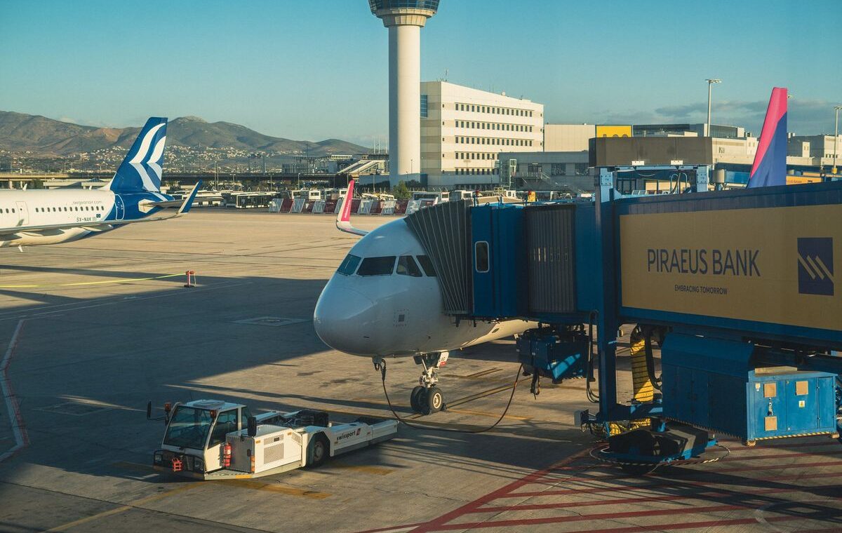 Athens International Airport aircraft at the gate, where Greece visa and entry requirements are checked