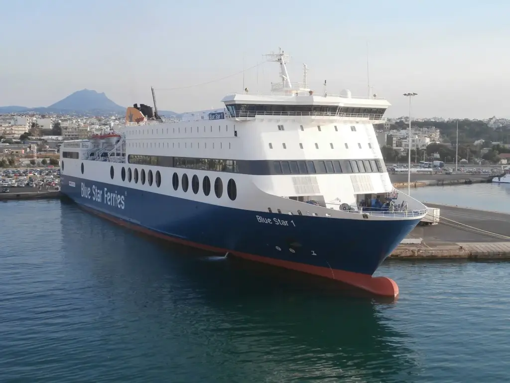 Blue Star 1 ferry berthed at the port of Heraklion, Crete