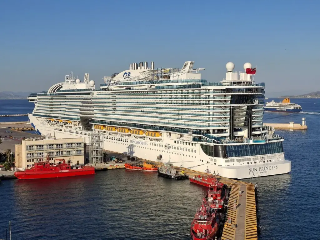 The cruise ship Sun Princess moored at a cruise berth in Piraeus harbour