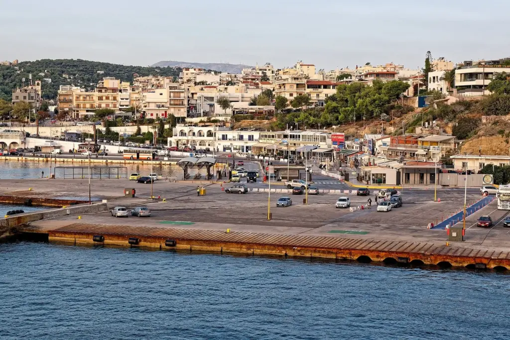 Ferries at the quay in Rafina port, east of Athens